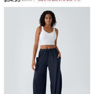 HALARA Navy Wide-Leg Pants